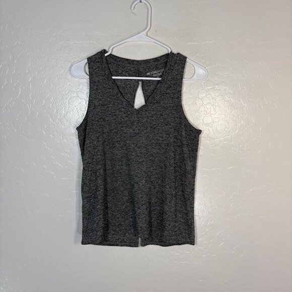 Beyond Yoga Tank Top Womens XS Heather Gray Open Back Split Keyhole Made in USA - Picture 1 of 9